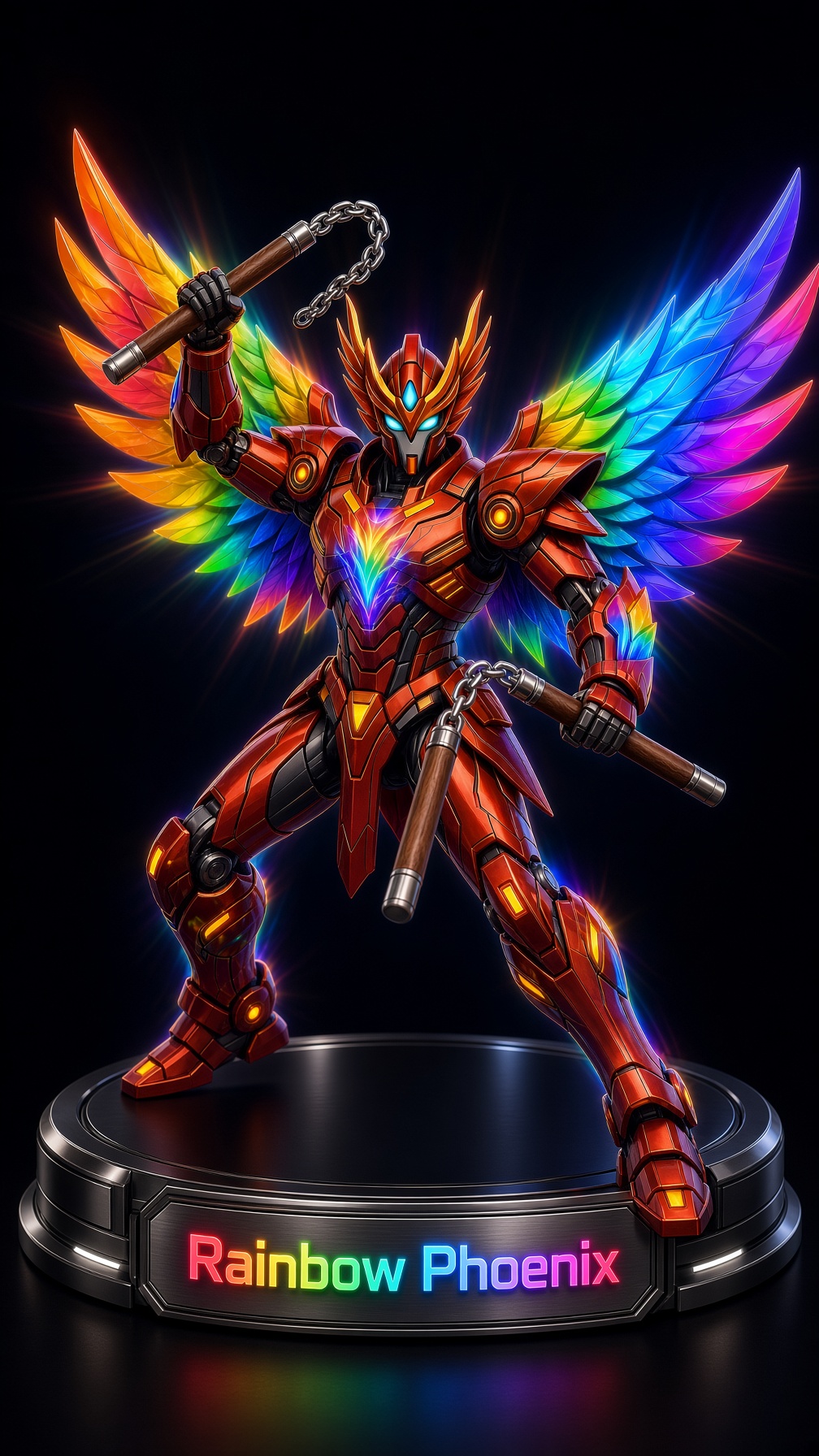Rainbow Phoenix Nunchaku Figure